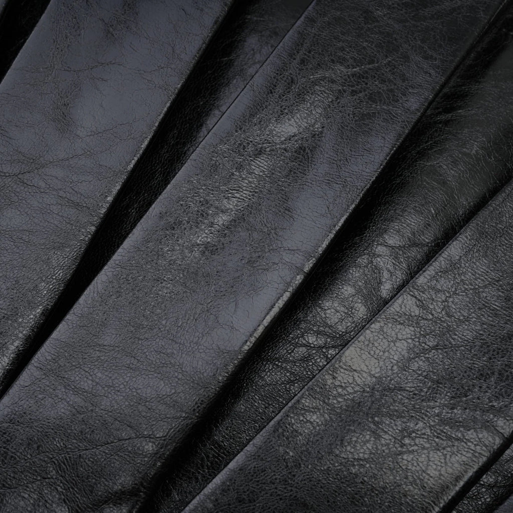Stefania Skirt Black Belted Pleated High Rise Logo Detail