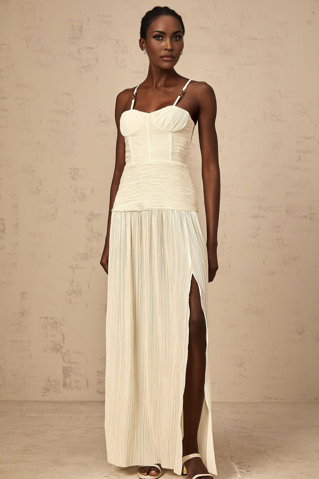 Stefania Sweetheart Neck Maxi Dress with Side Slit