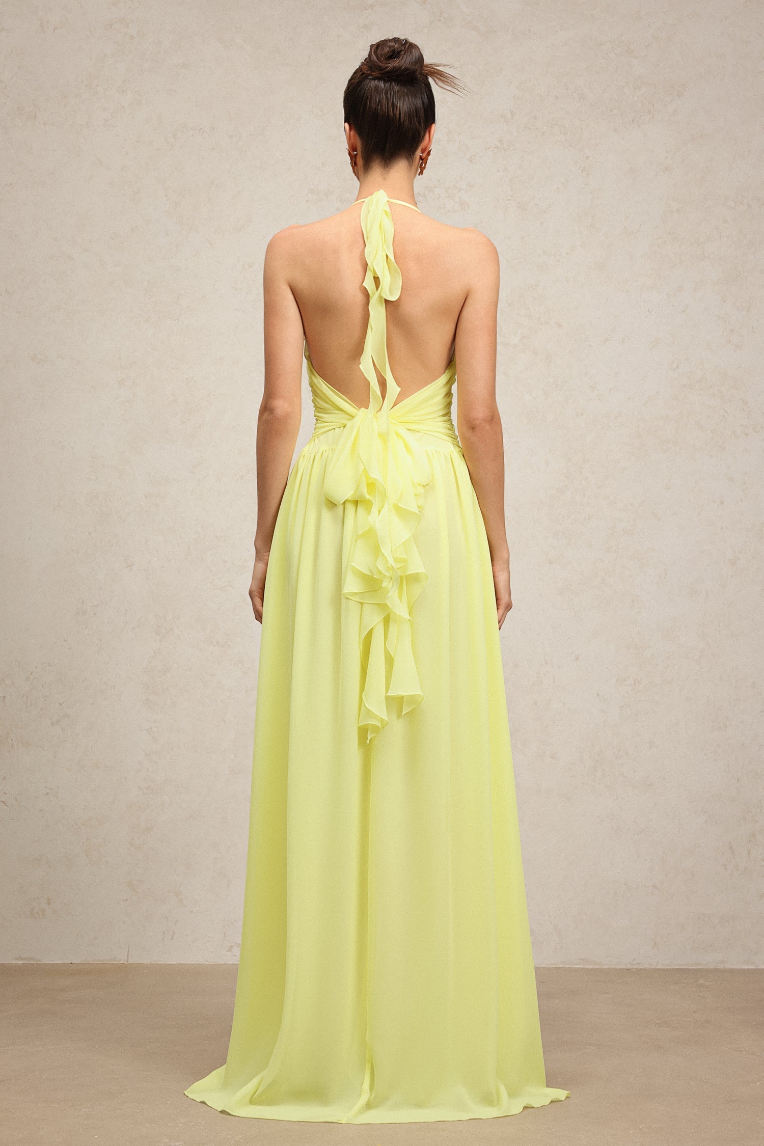 Stefania Yellow Maxi Dress with Ruffle Detailing