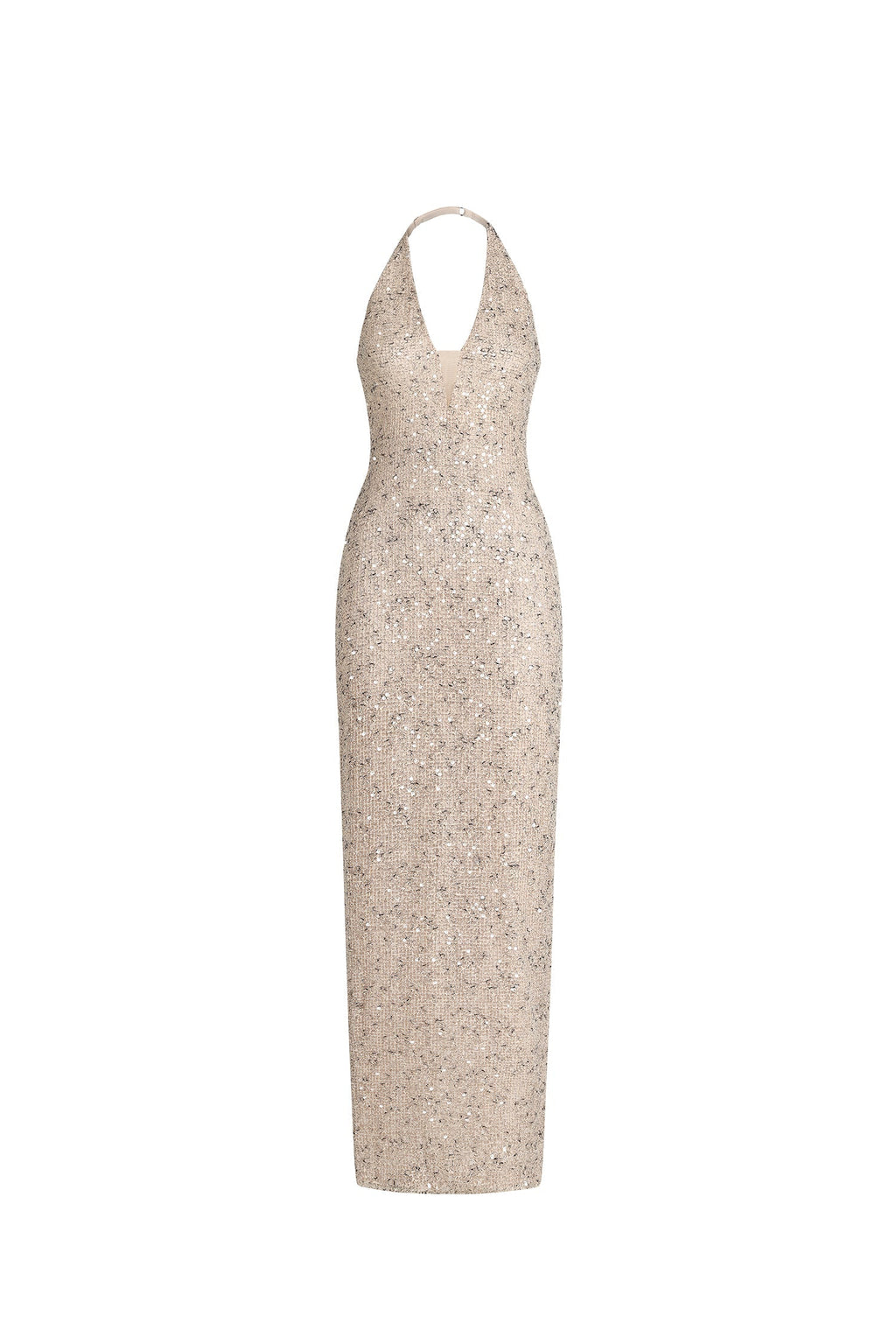 Summer Beige Maxi Dress with Beaded Detailing