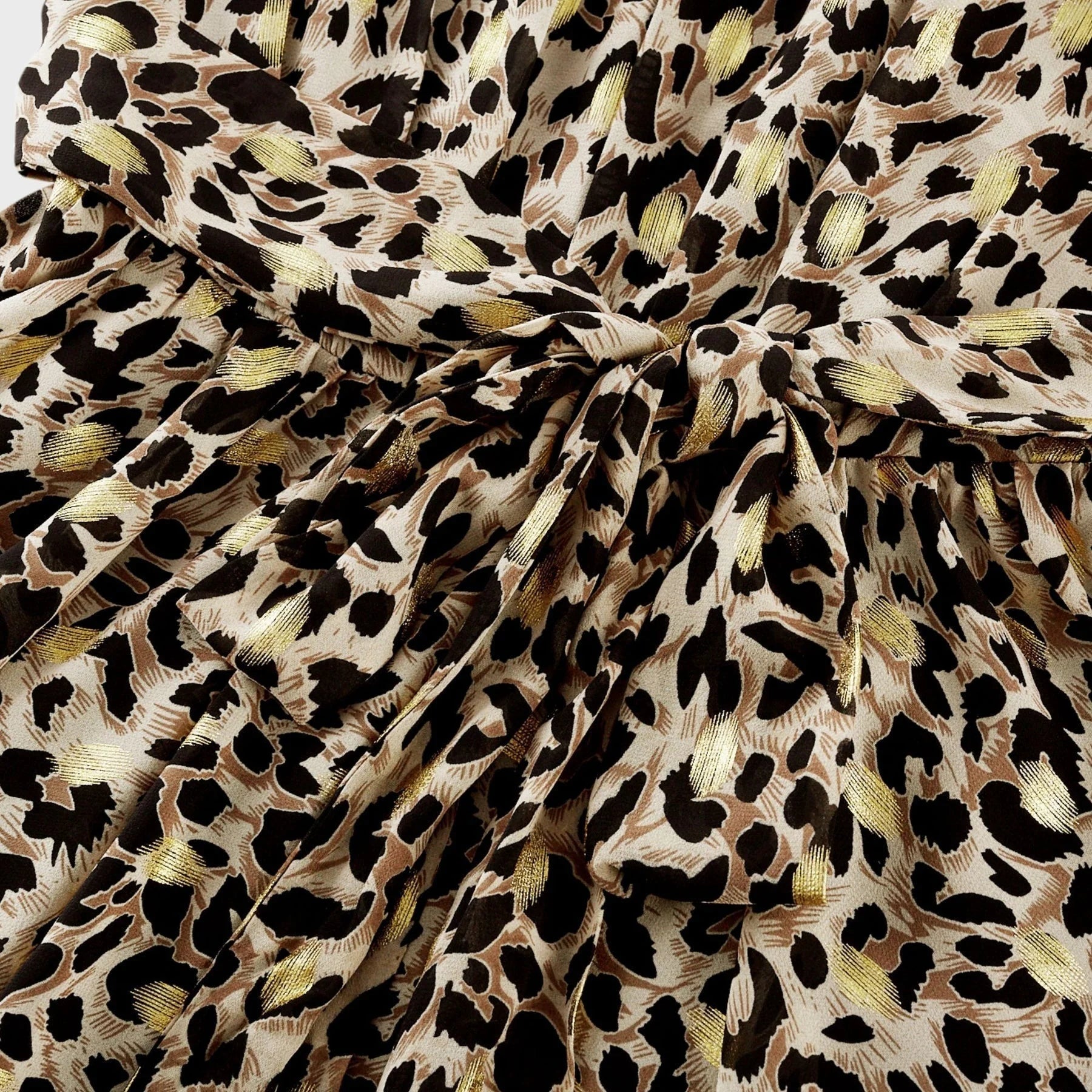 Sydney Midi Dress Yellow Leopard Print Cinched Waist