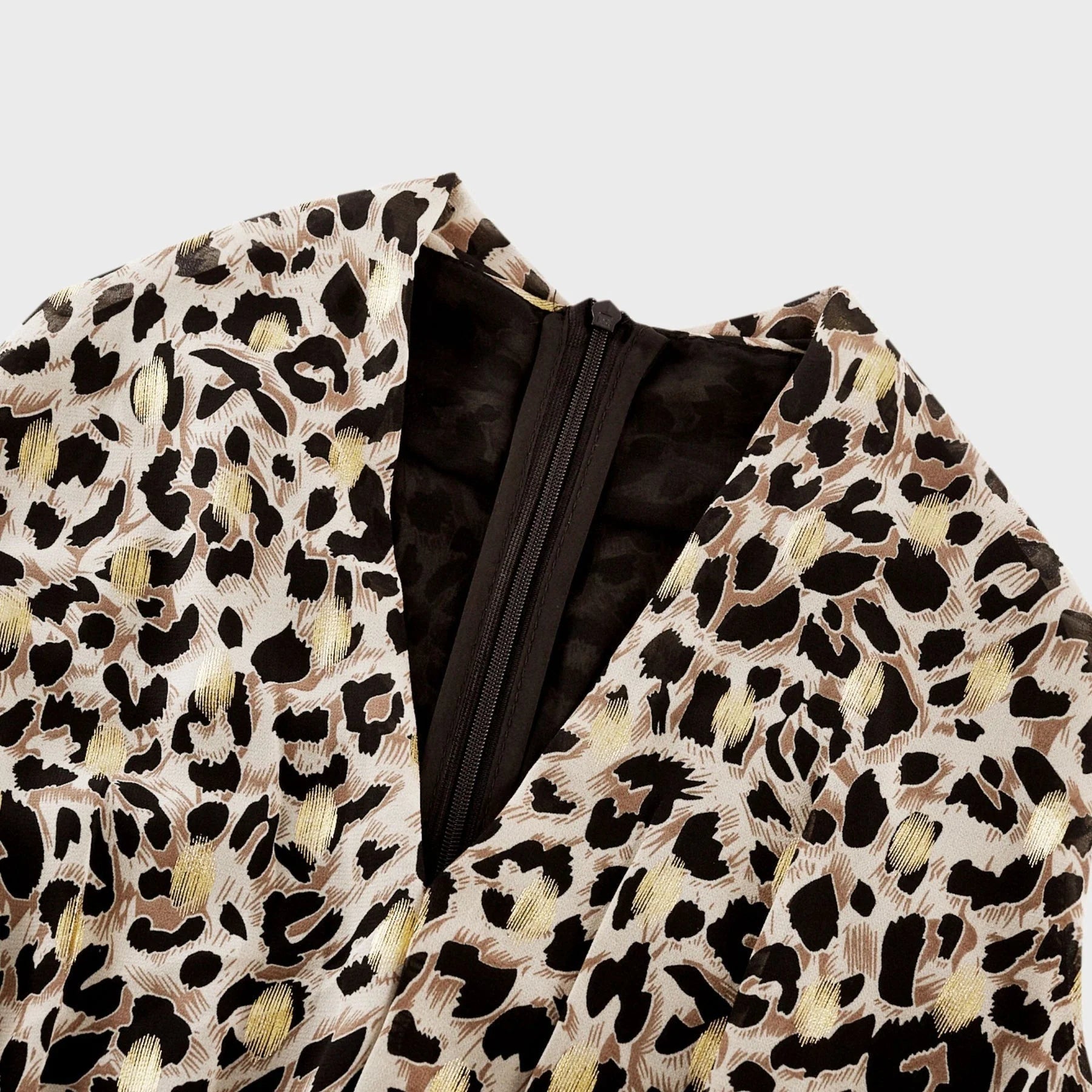 Sydney Midi Dress Yellow Leopard Print Cinched Waist