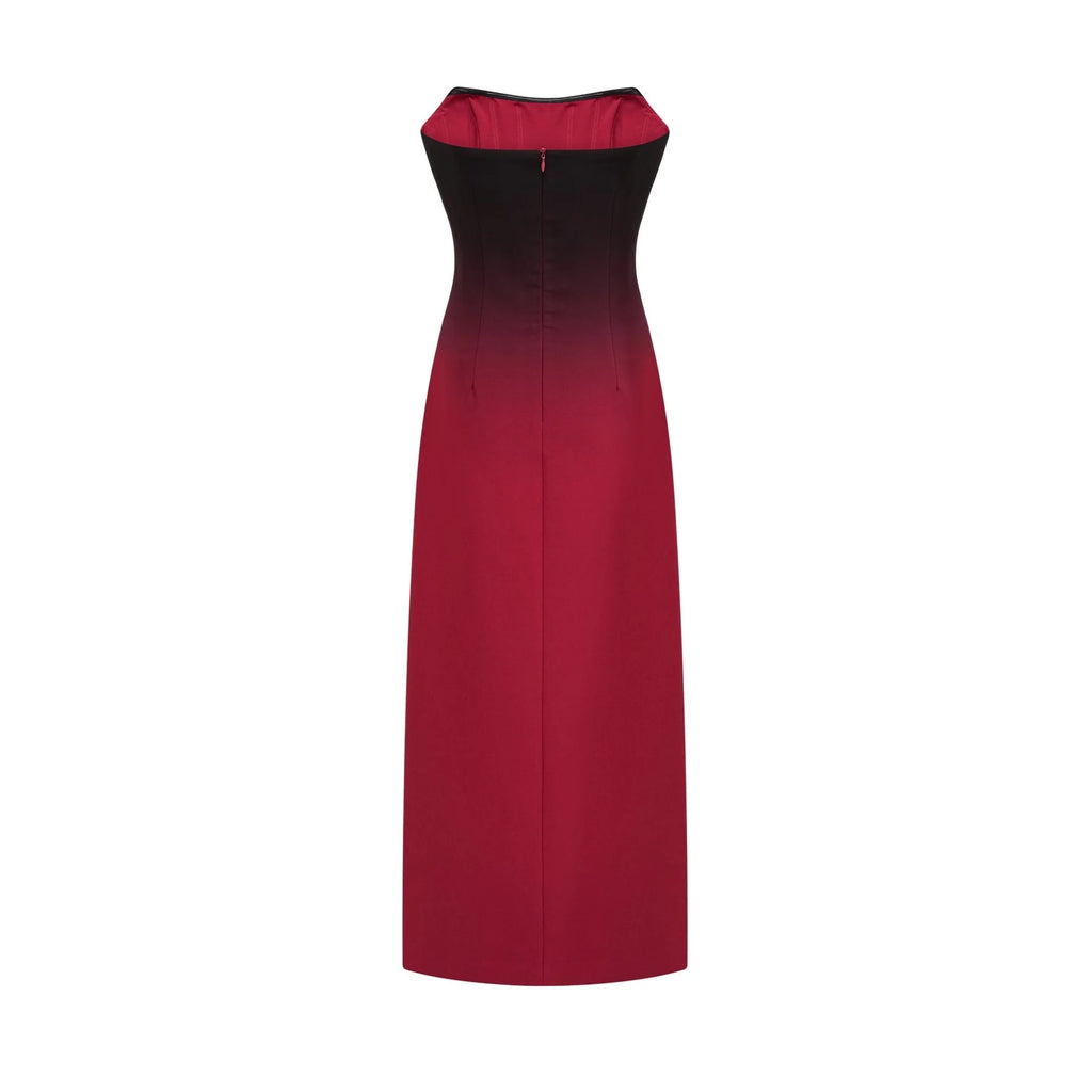 Taliyah Dress Red Gradient Off - Shoulder Maxi