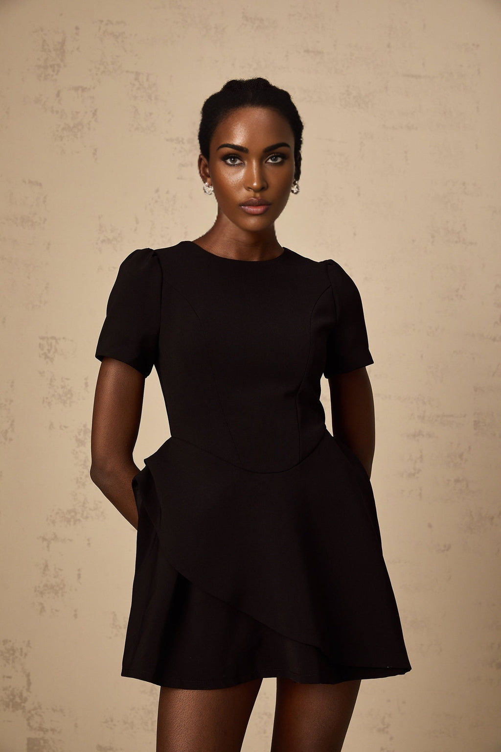 Tatiana Mini Dress Black Ruffled Puff Skirt