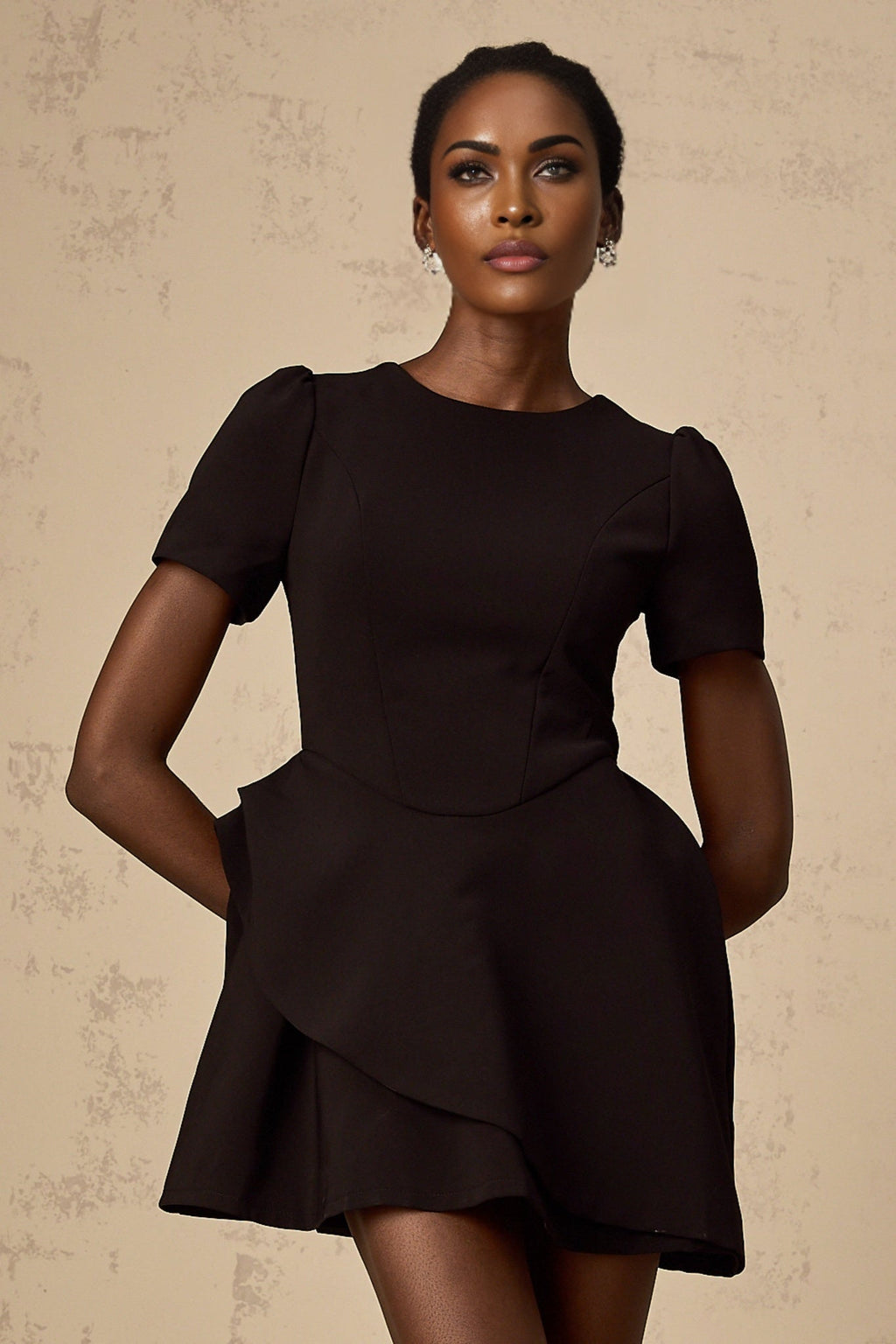 Tatiana Mini Dress Black Ruffled Puff Skirt