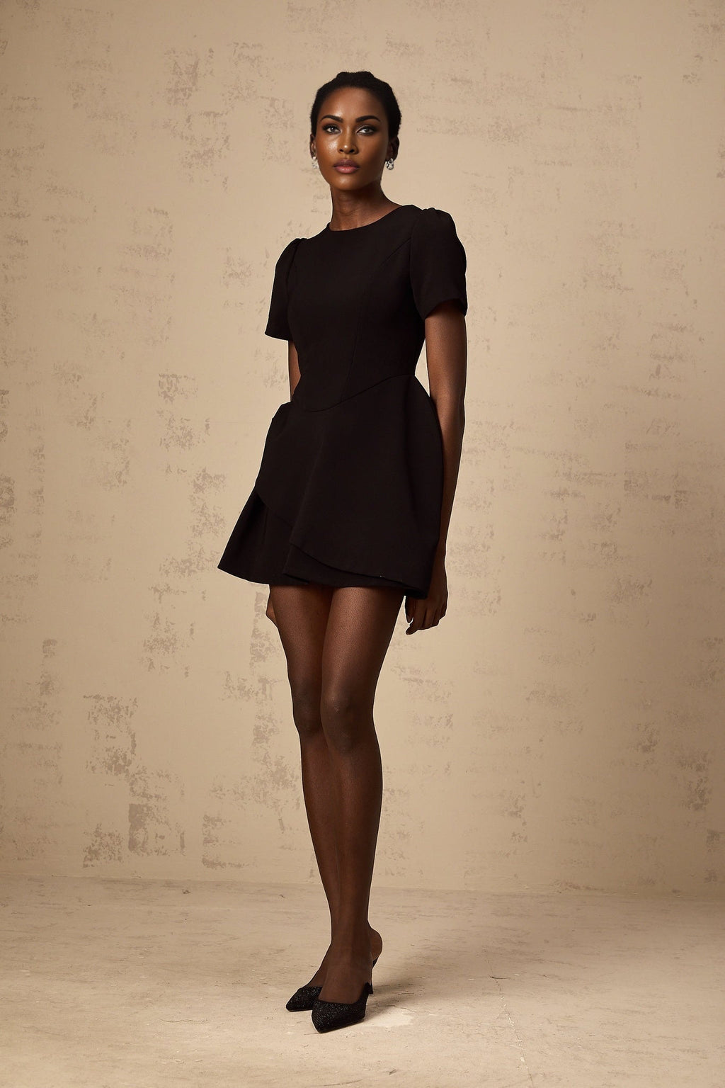 Tatiana Mini Dress Black Ruffled Puff Skirt