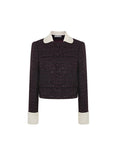 Tatiana Tweed Jacket – Cropped Fit – Silk Collar & Cuffs – Tailored Silhouette