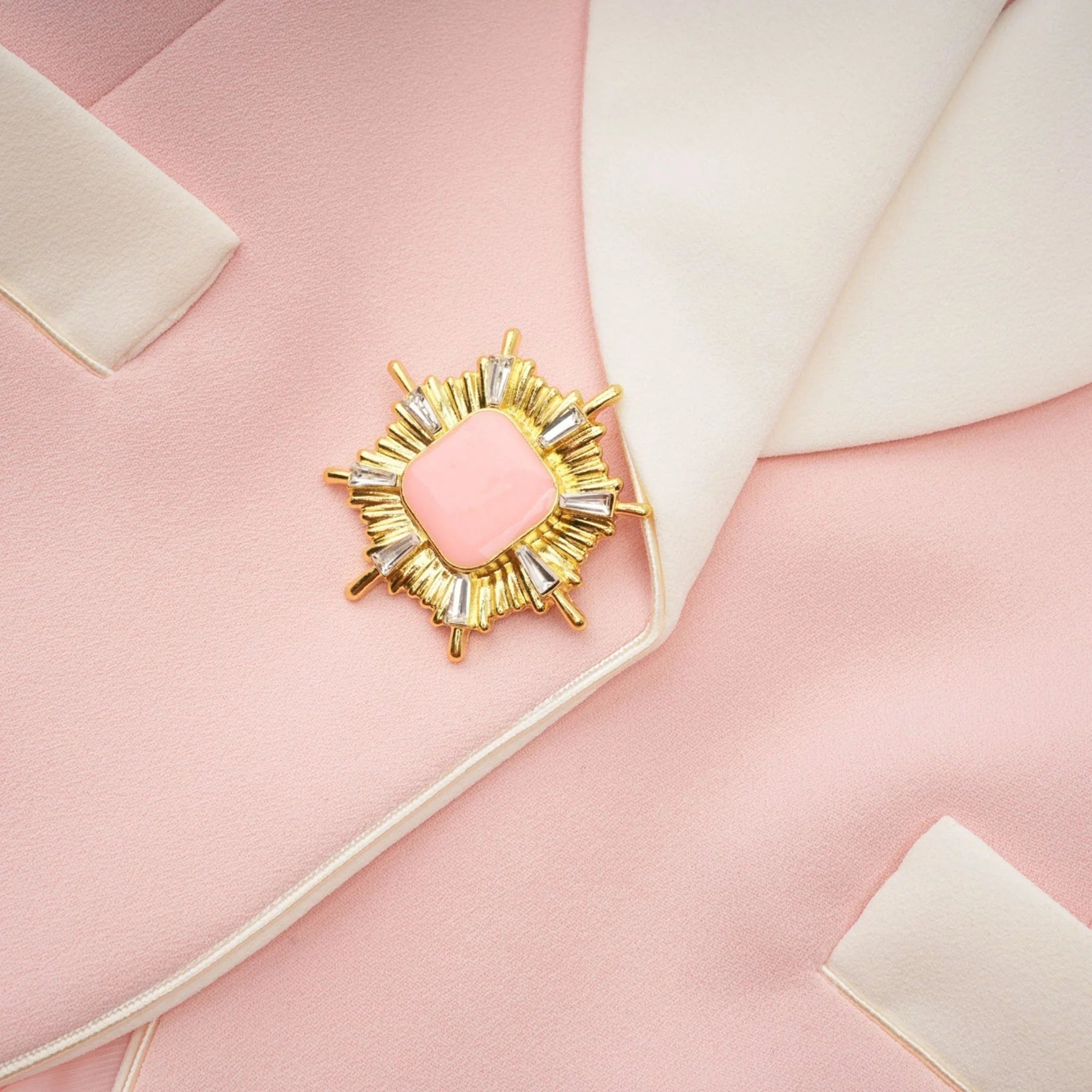 Teagan Blazer & Pants Pink White Set