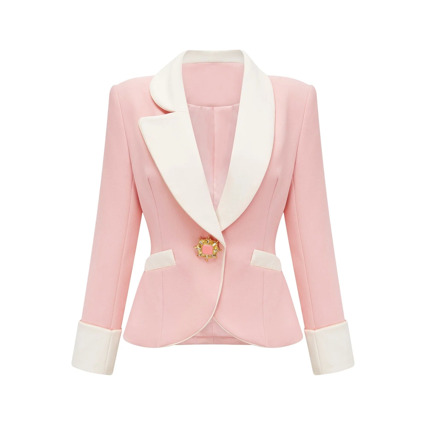 Teagan Blazer & Pants Pink White Set