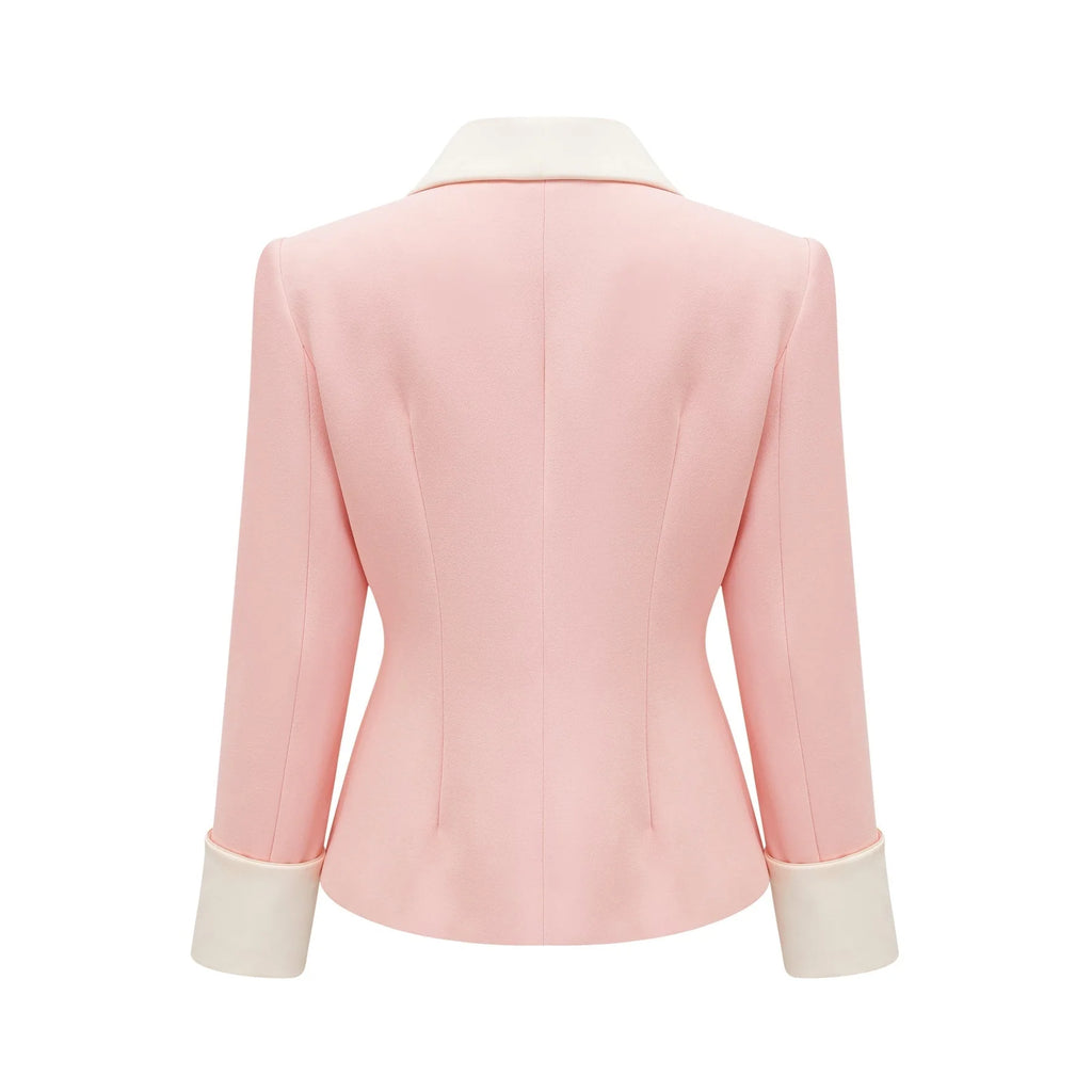 Teagan Blazer & Pants Pink White Set