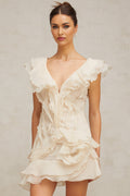 Tecla Mini Dress with Cinched Waist and Ruffled Detailing