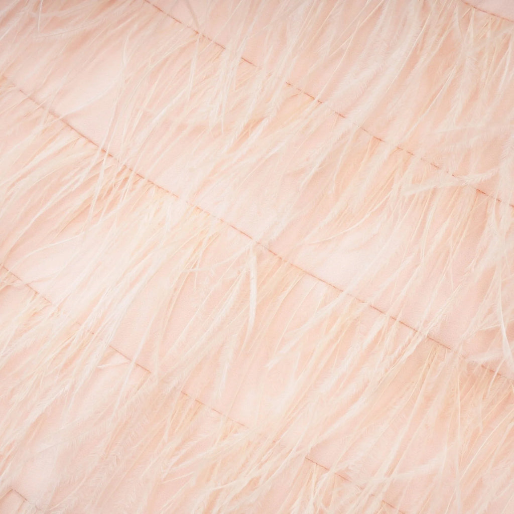 Teresa Dress Pink Feather Tassel Halter - neck Thigh Length Zip Fastening
