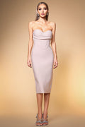 Teresina Beige Bandage Detail Sleeveless Midi Dress