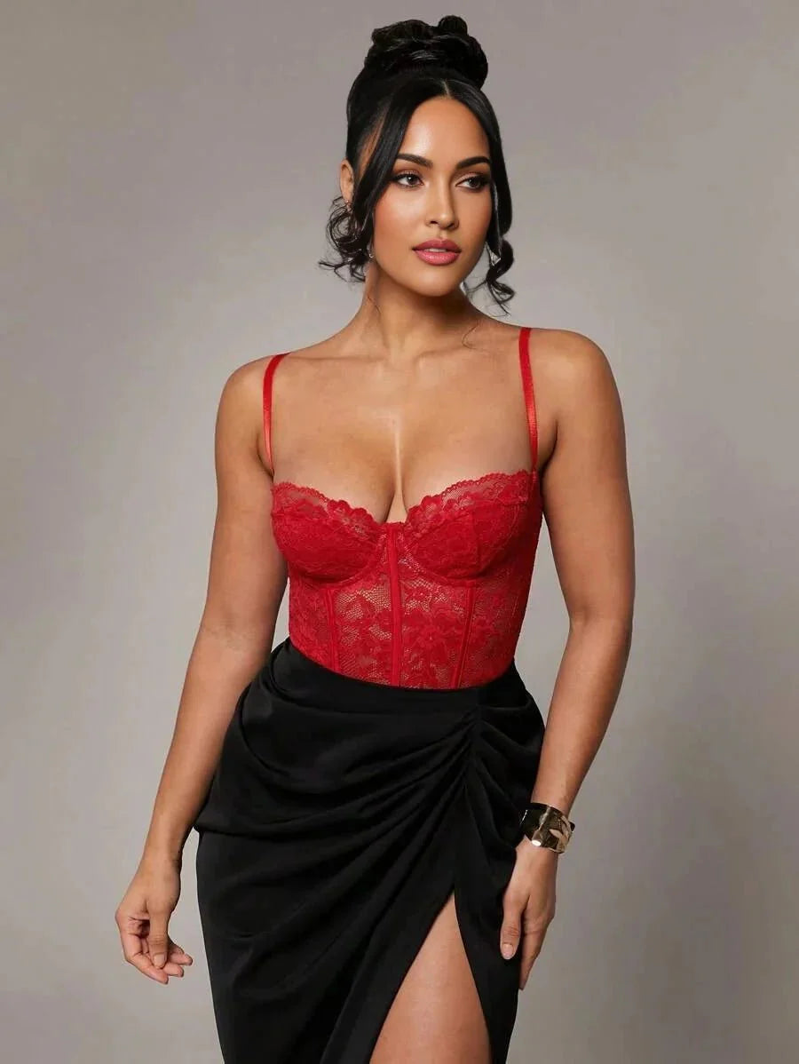 Teresina Bodysuit - **slim Fit** - Backless, Contrast Lace - **long Sleeve Length** - **medium Stretch Fabric Elasticity** - Premium Quality