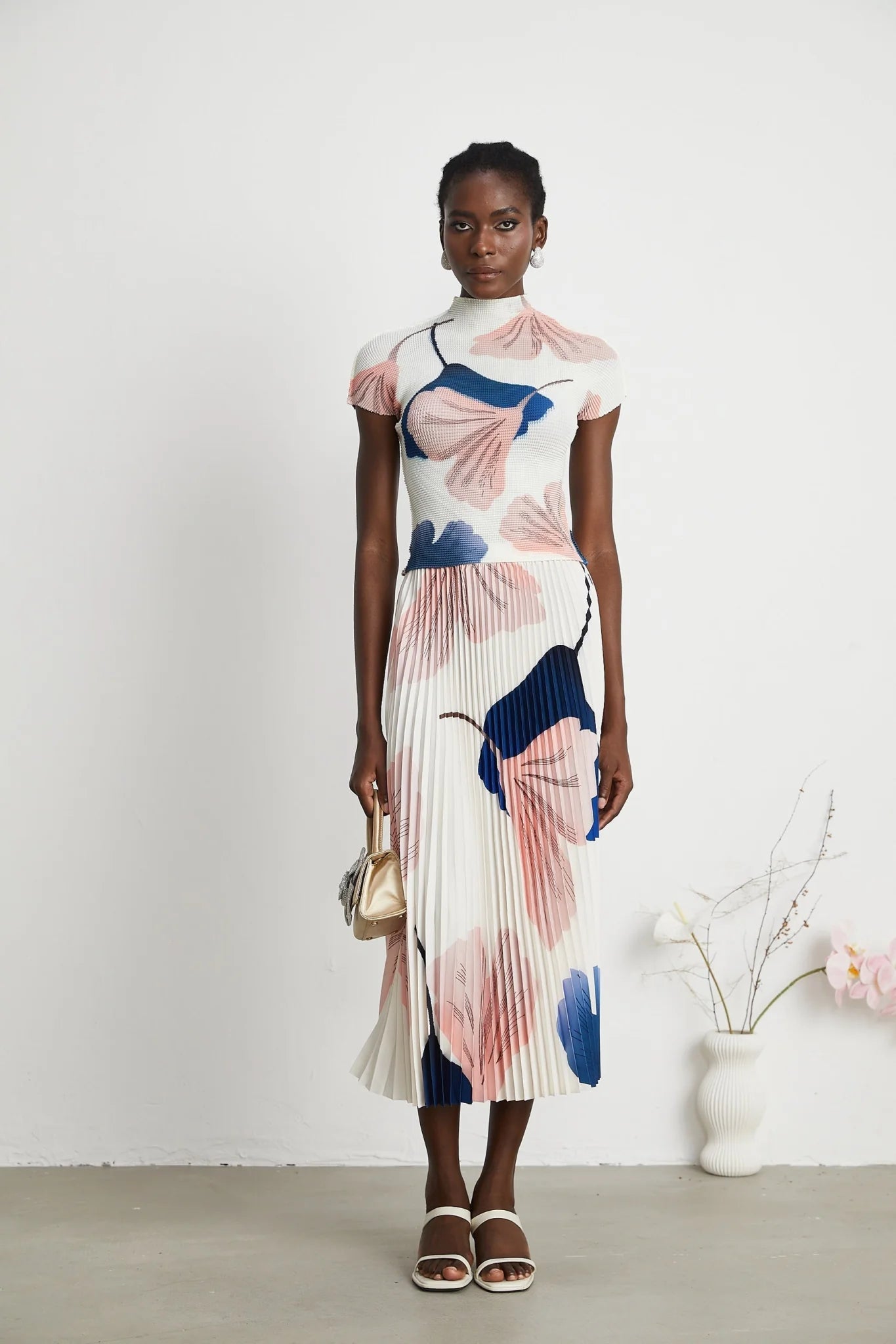 Tersilla Skirt & Top Set in Multicolored Pattern Knit