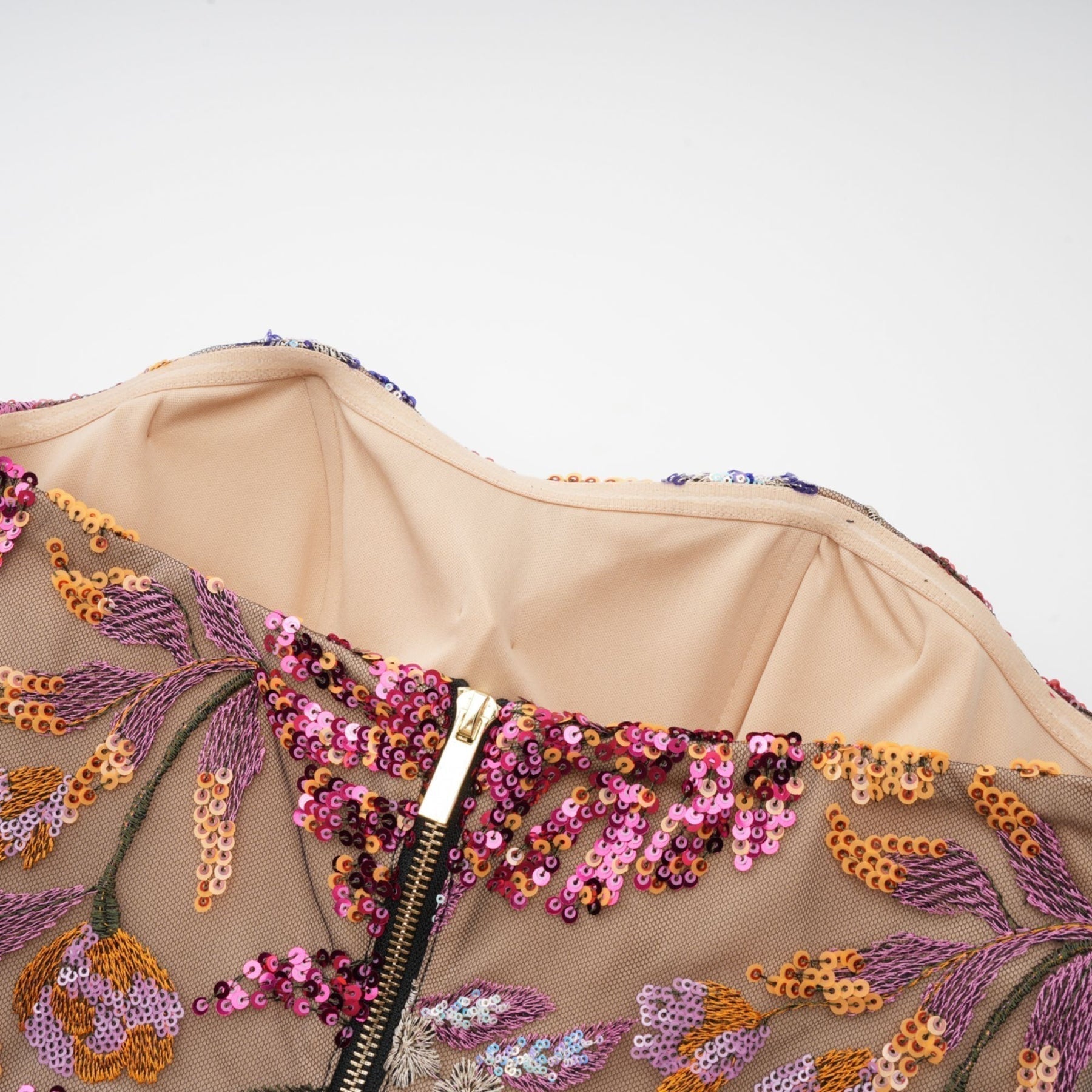 Thérèse Strapless Embroidered Sequin Gown With Floral Motif