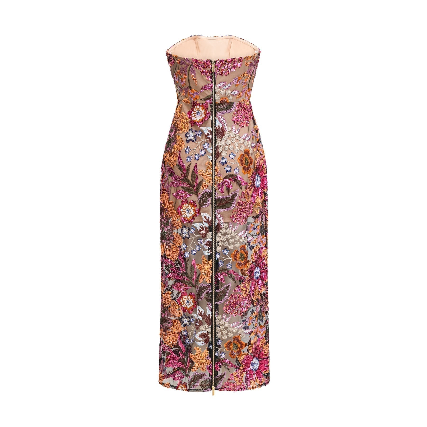 Thérèse Strapless Embroidered Sequin Gown With Floral Motif