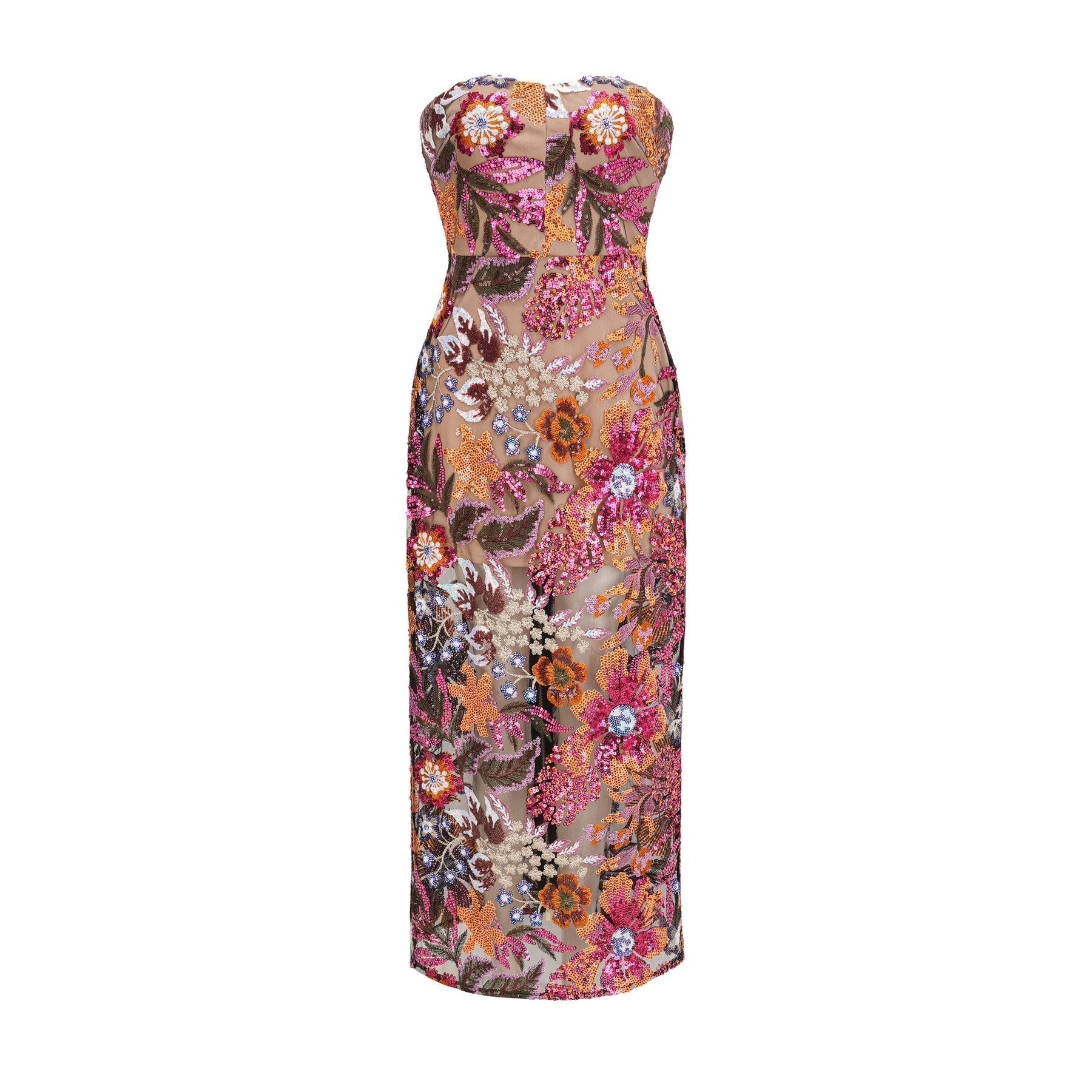 Thérèse Strapless Embroidered Sequin Gown With Floral Motif