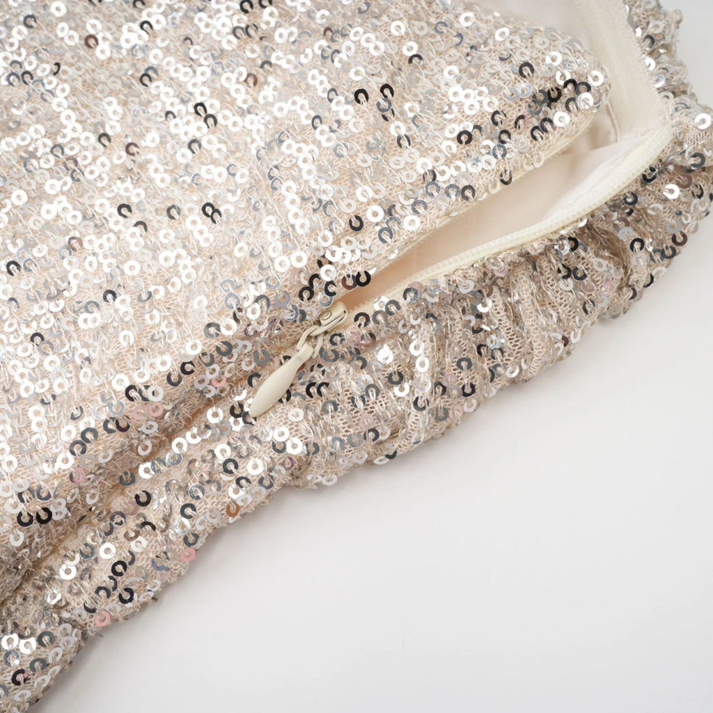 Tiana Dress Silver Sequin Off - Shoulder Midi