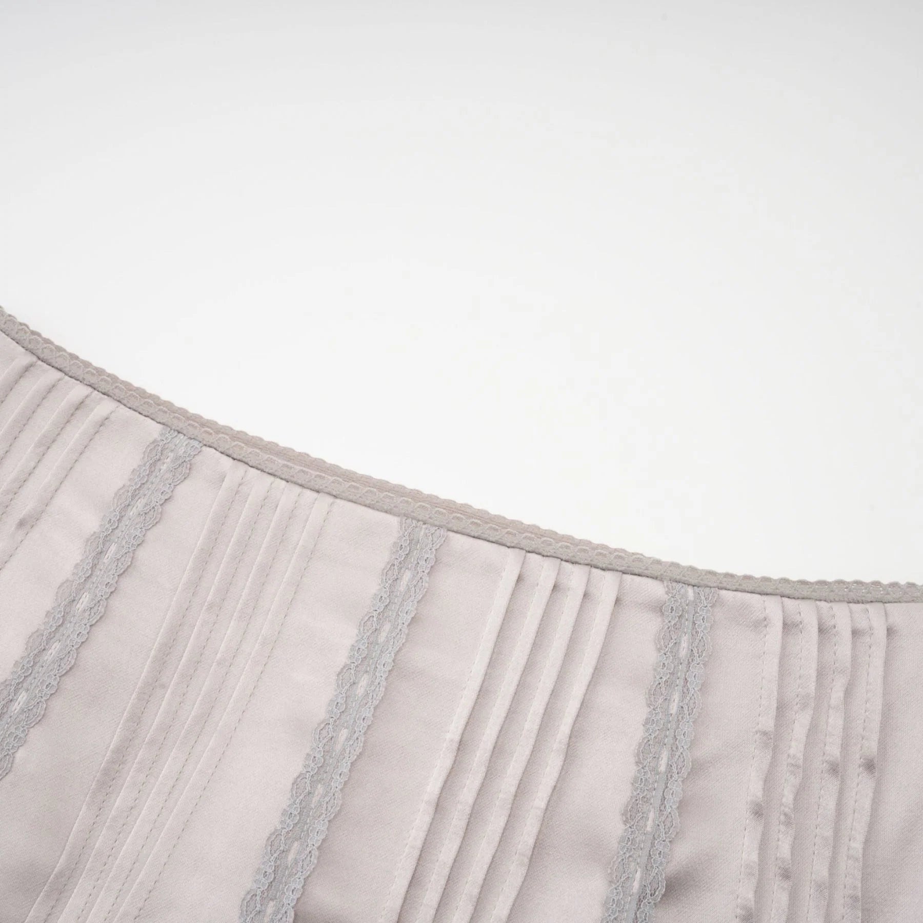 Tiana Skirt Lace Stripes Pleated & Button Fastening Silver
