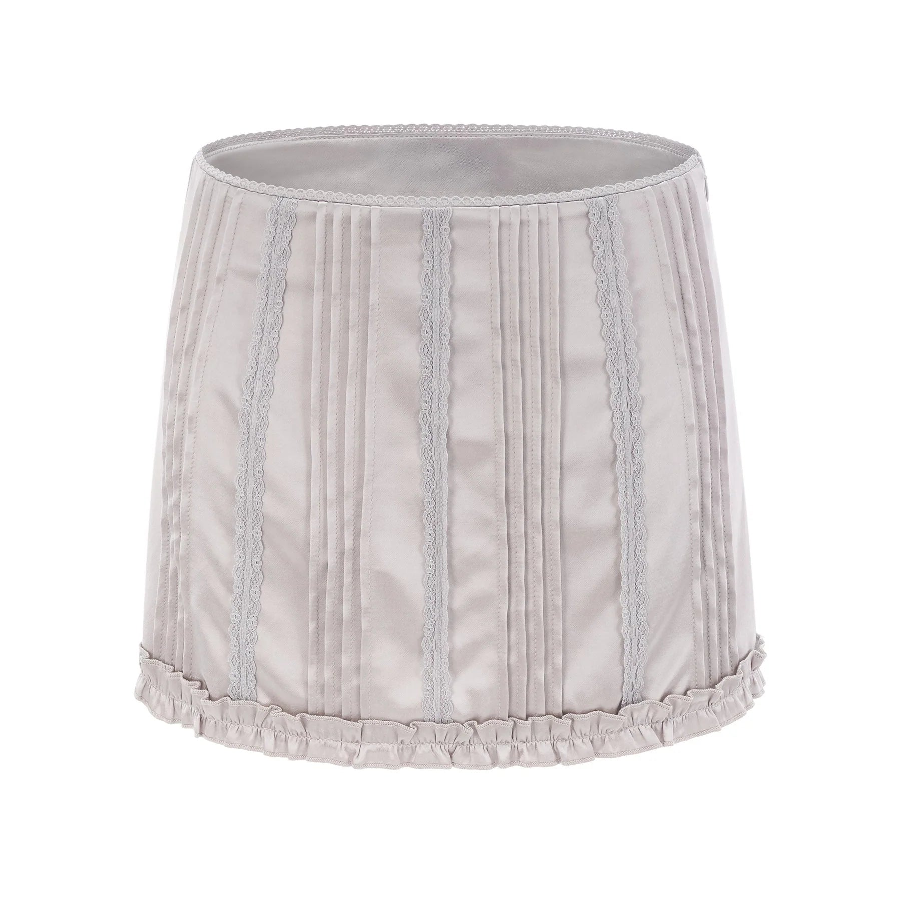 Tiana Skirt Lace Stripes Pleated & Button Fastening Silver