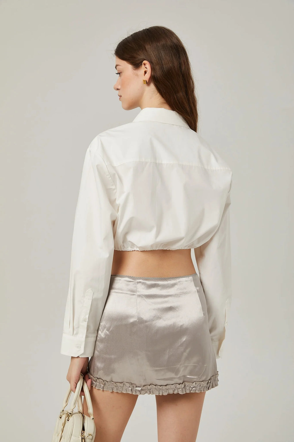 Tiana Skirt Lace Stripes Pleated & Button Fastening Silver