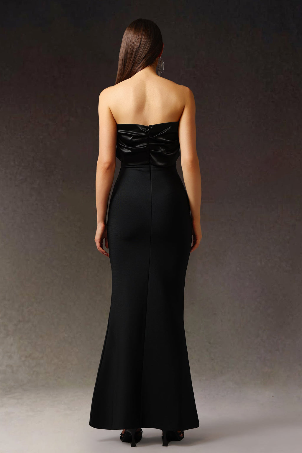 Tiziana Black Strapless Bow Detail Dress