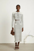 Tiziana Cardigan & Skirt Set in White & Black