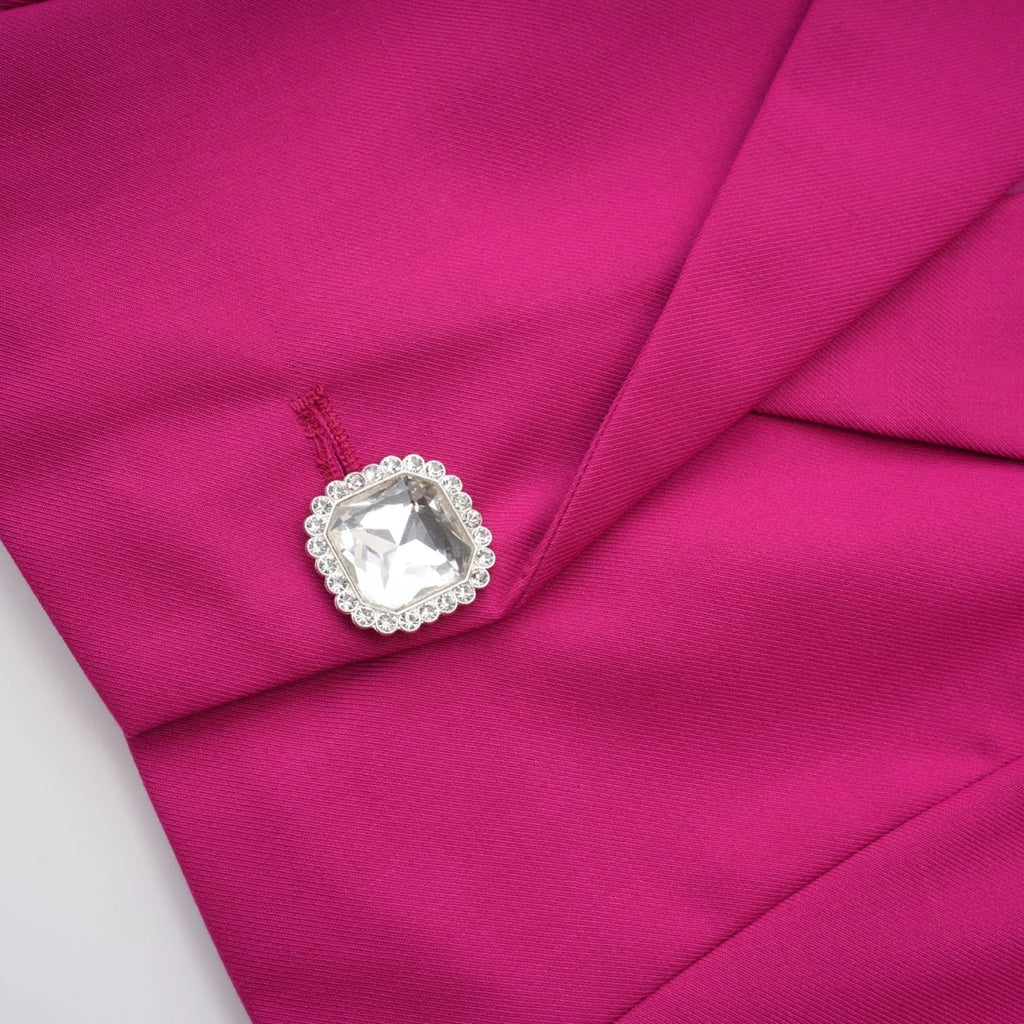 Tiziana Jacket & Skirt Pink White Pleated Set
