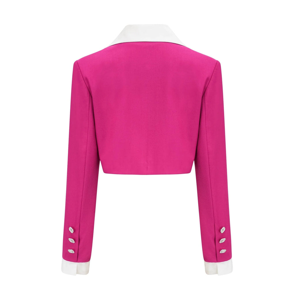 Tiziana Jacket & Skirt Pink White Pleated Set
