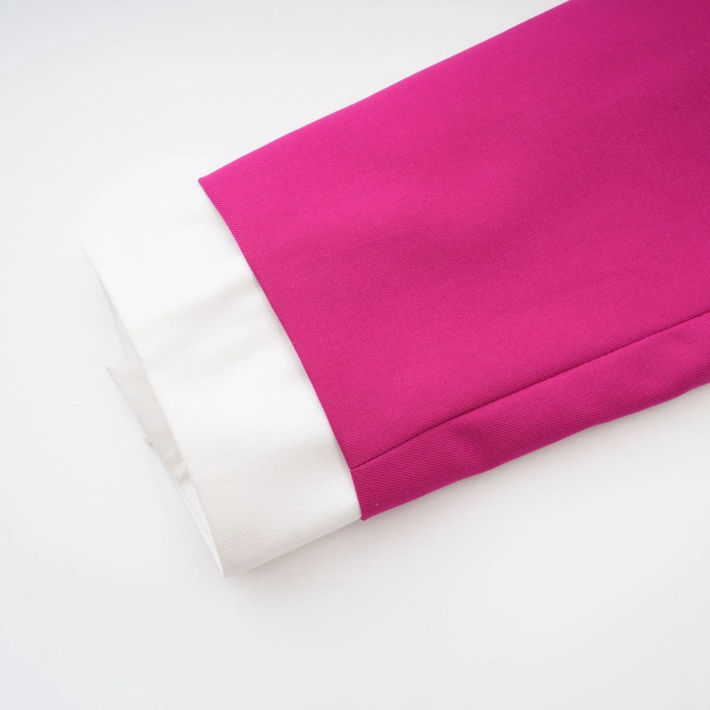 Tiziana Jacket & Skirt Pink White Pleated Set