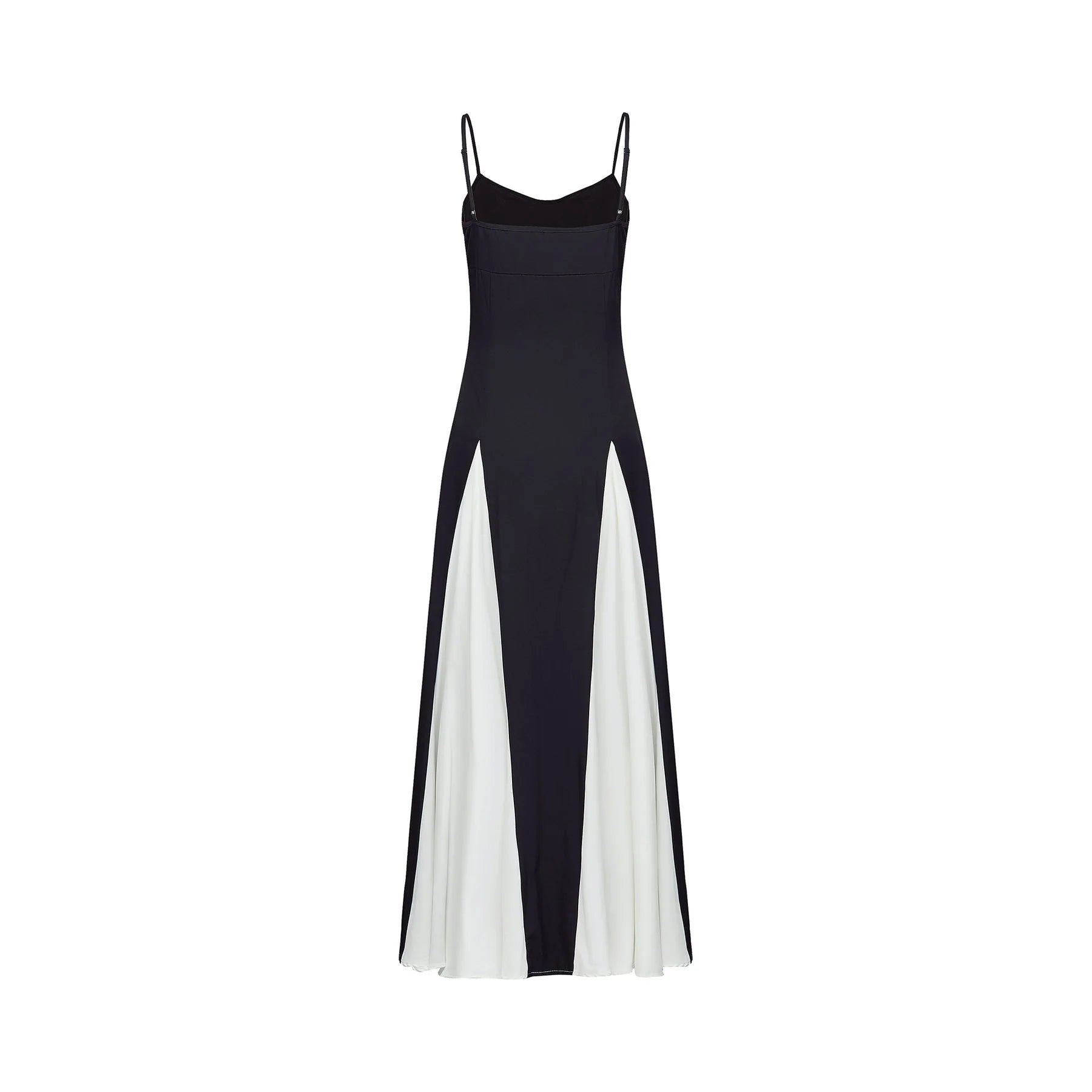 Tiziana Maxi Dress in Black & White Pleats with Scoop Back & Adjustable Straps