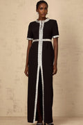 Tonia Maxi Dress Black Crystal Embellished Front Slit