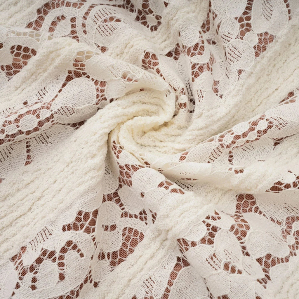 Tonia Maxi Dress Floral Lace Train Design in Neutrals