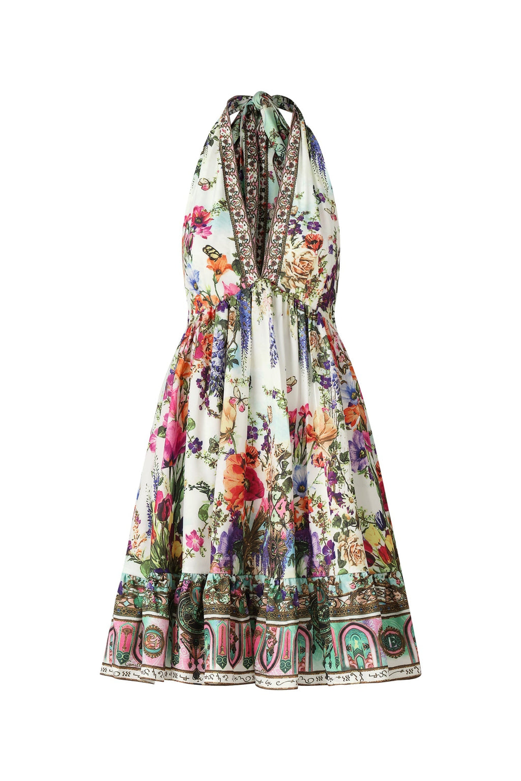 Tonia White Floral Print V-Neck Mini Dress for Summer Occasions