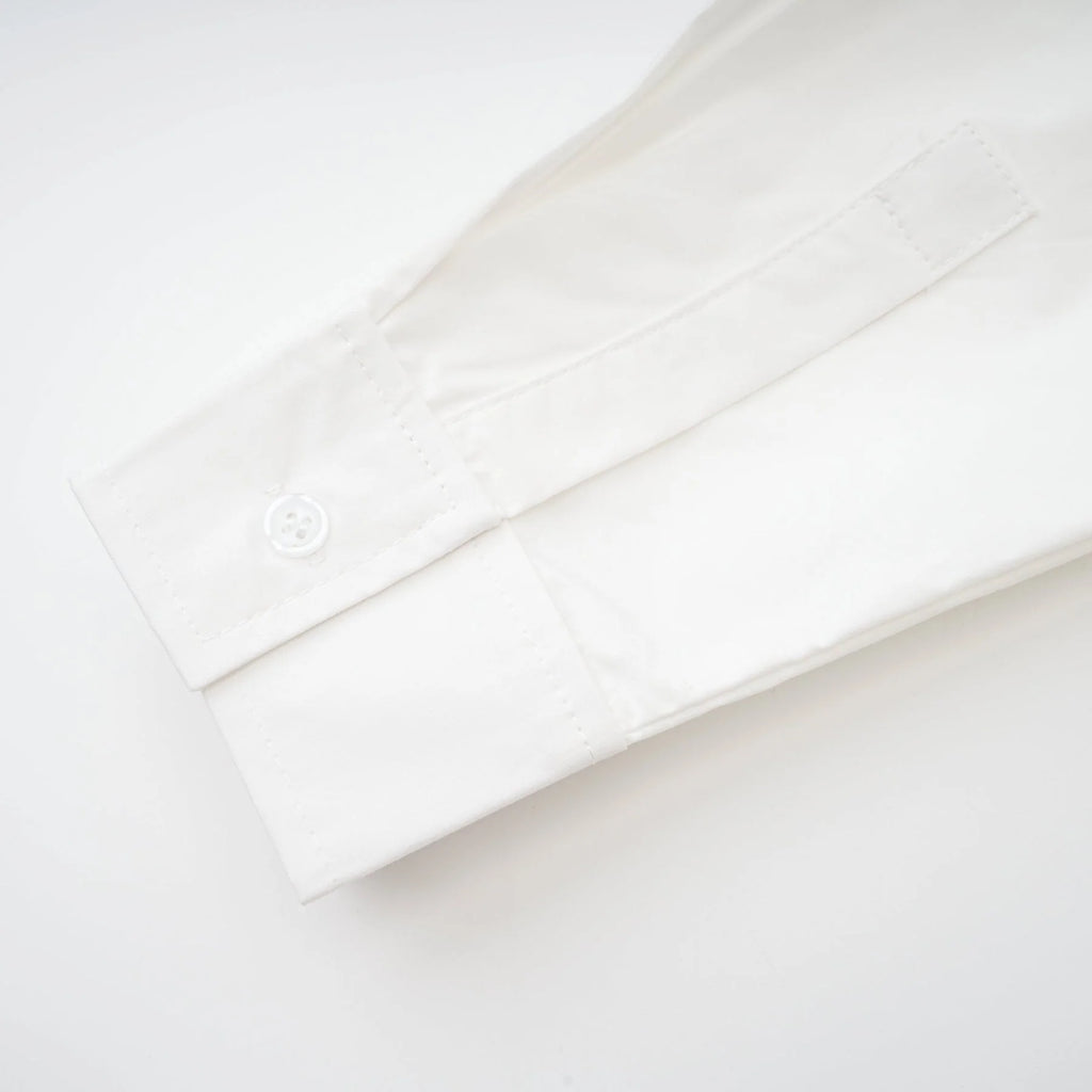 Tullia Shirt White Asymmetric Wrap Ruched Cropped & Long Sleeve