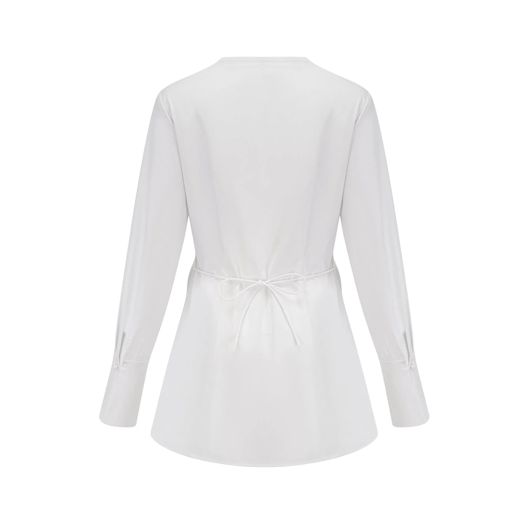 Tullia Shirt White Pleat Detail Thigh Length Self Tie