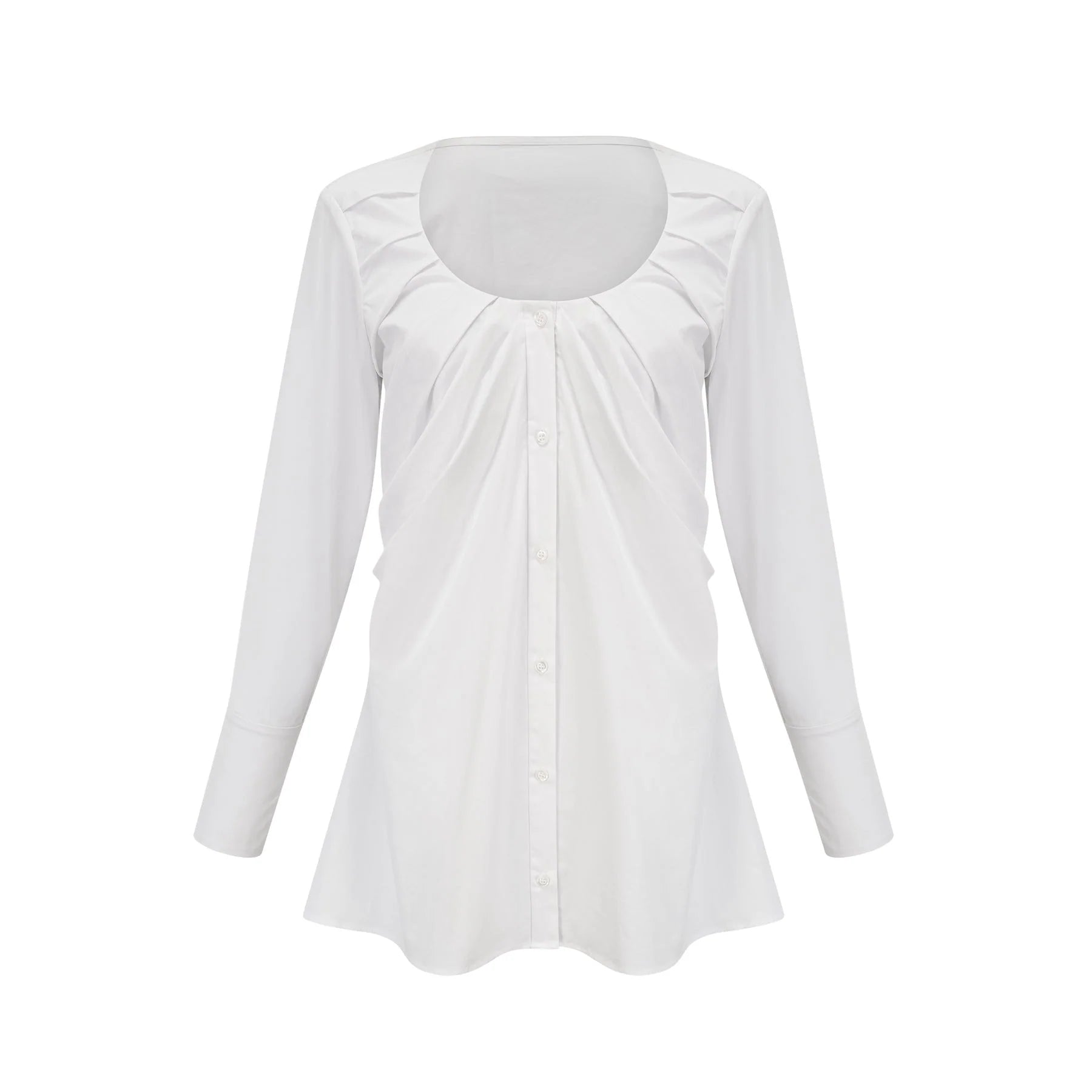 Tullia Shirt White Pleat Detail Thigh Length Self Tie