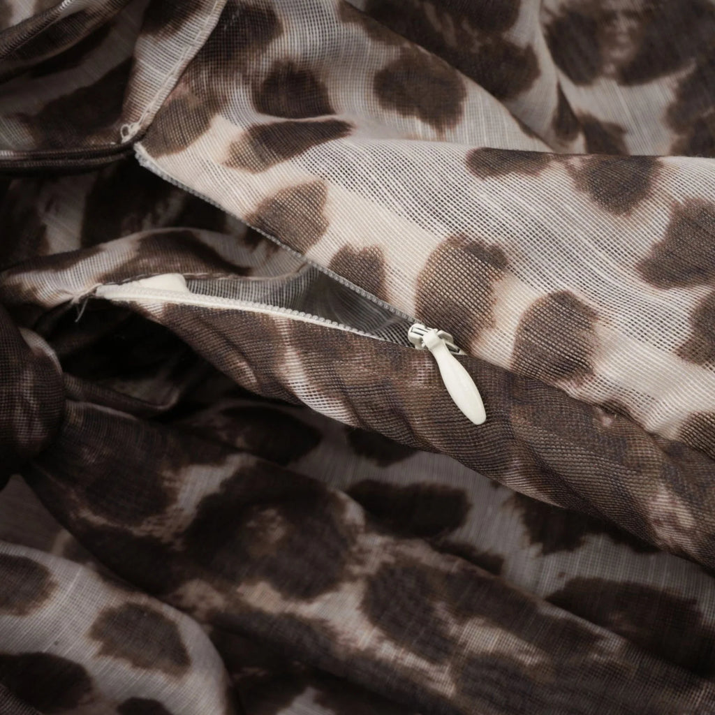 Ursula Blouse with Leopard Print Oversize Sleeves & Attached Scarf