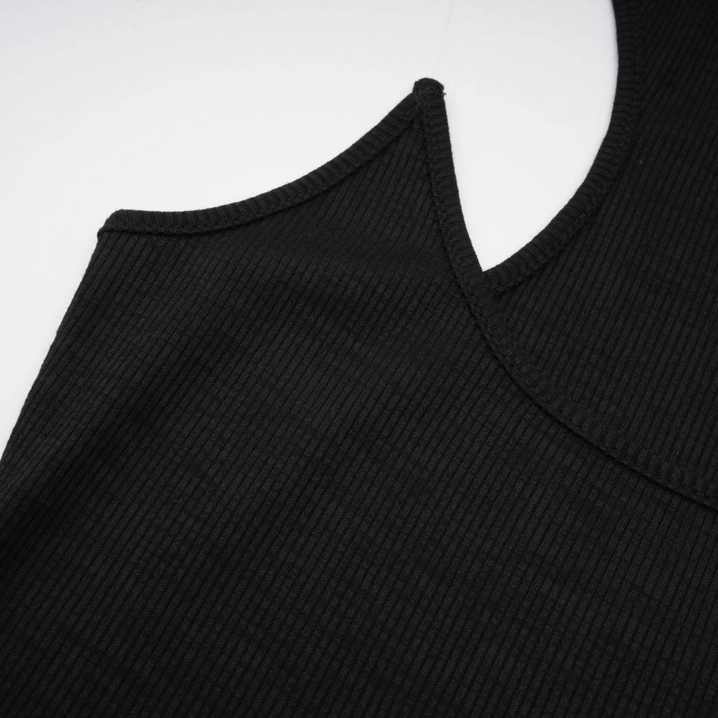 Ursula Maxi Dress in Confident Black with Transparent Straps & Low - Cut Design