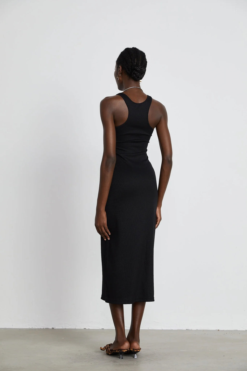 Ursula Maxi Dress in Confident Black with Transparent Straps & Low - Cut Design