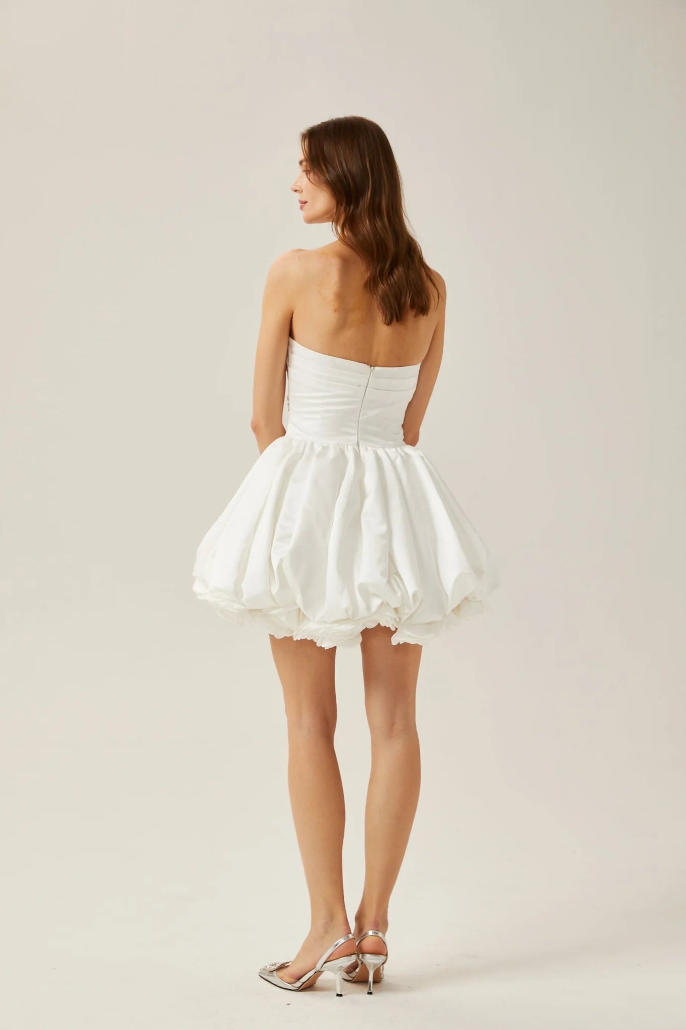 Ursula Mini Dress White Sweetheart Tulle Petal Bubble Skirt