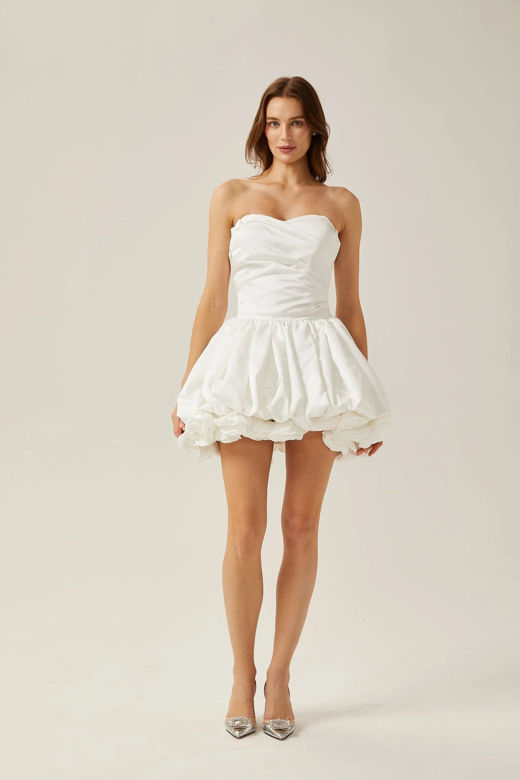 Ursula Mini Dress White Sweetheart Tulle Petal Bubble Skirt