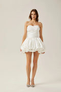 Ursula Mini Dress White Sweetheart Tulle Petal Bubble Skirt