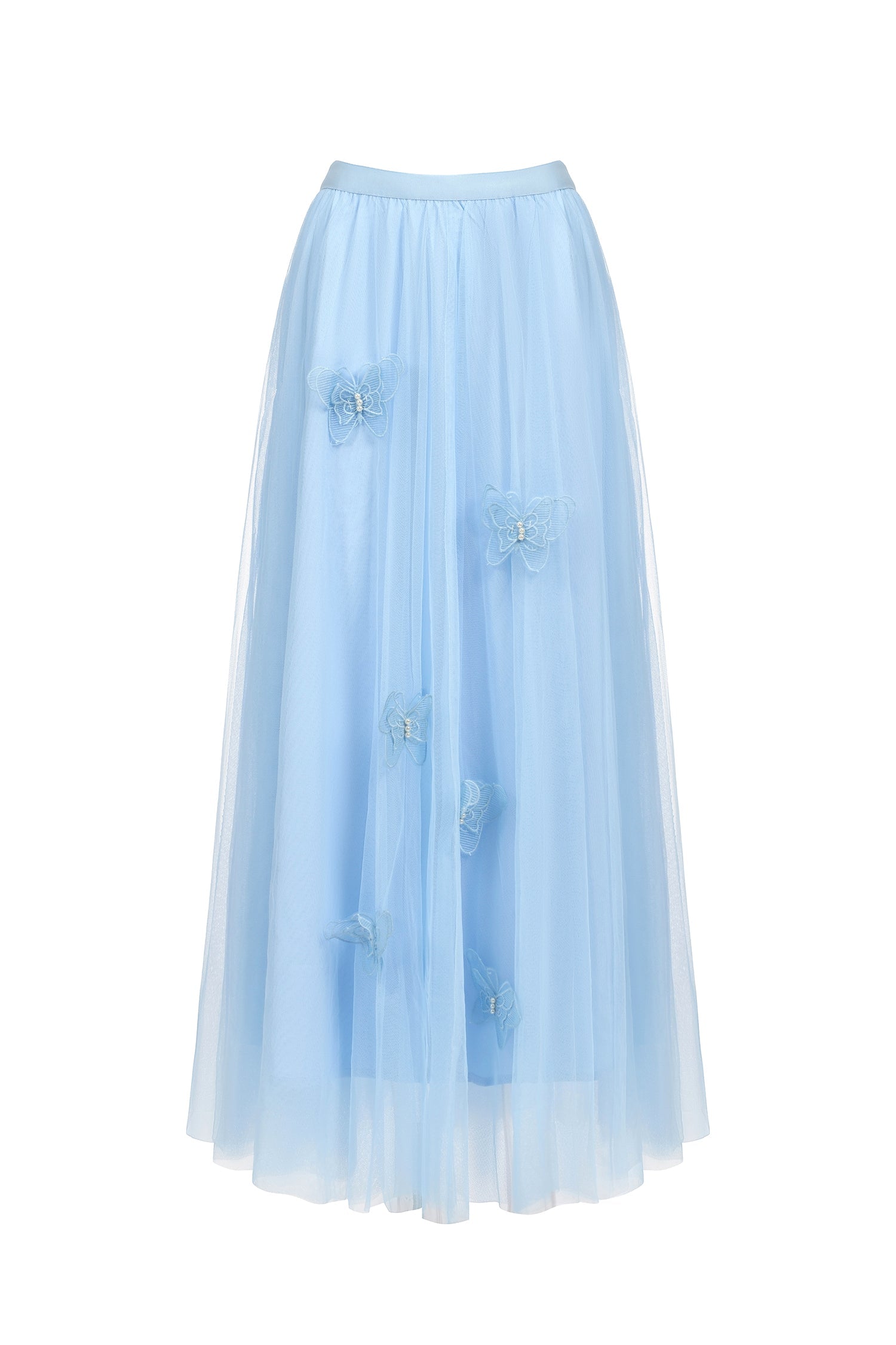 Valentina Blue Lace Two Piece Dress Floral Accents High Neckline Romantic Silhouette Special Occasions Statement Piece