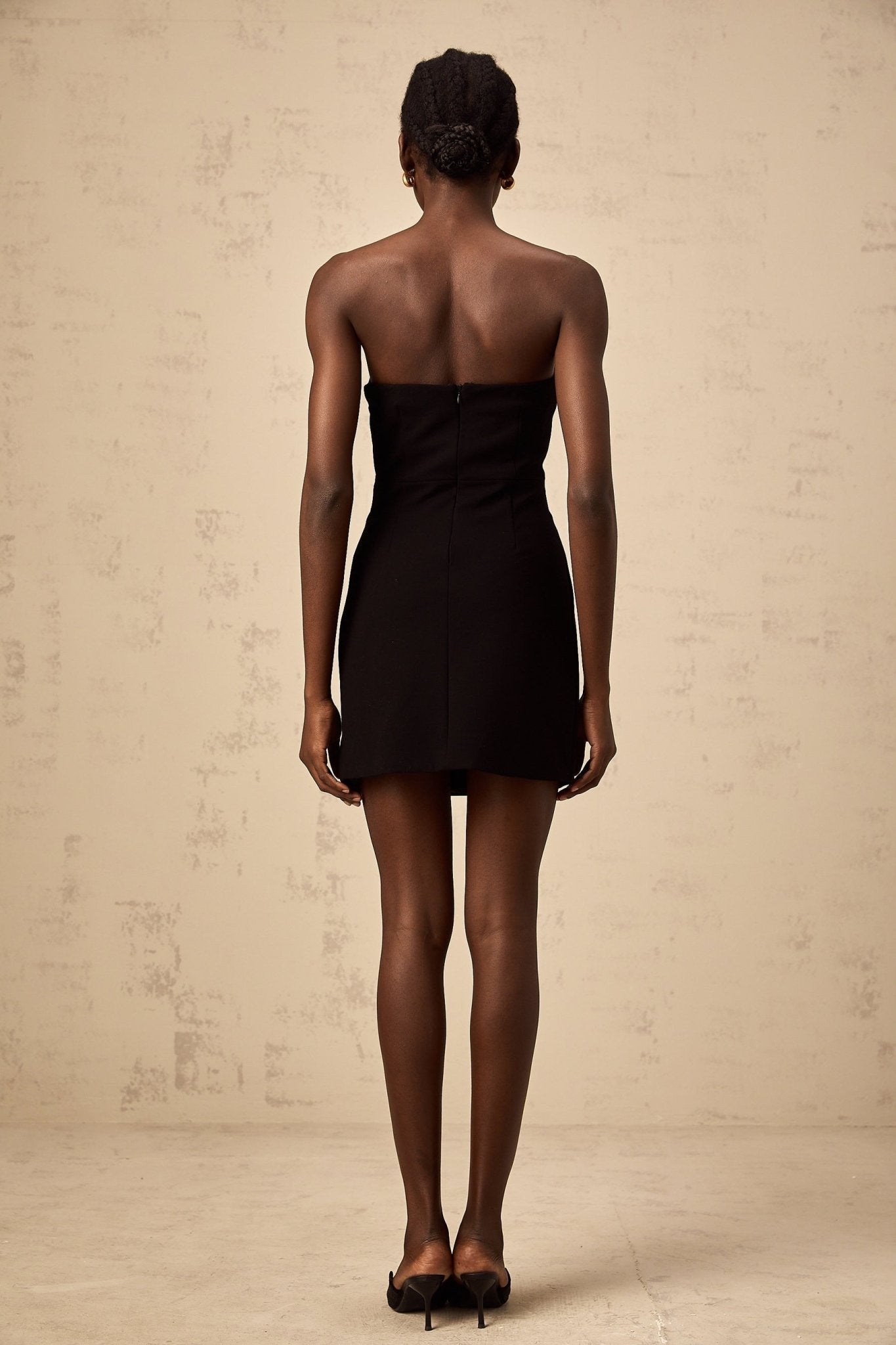 Valentina Mini Dress Black White Feather Sequin Pearl & Aline