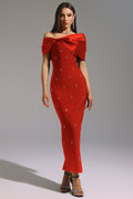 Valentina Red Diamond One-Shoulder Dress
