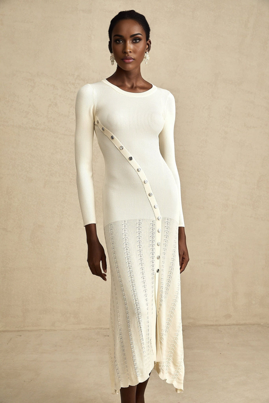 Valentina Round Neck Long Sleeve Midi Dress