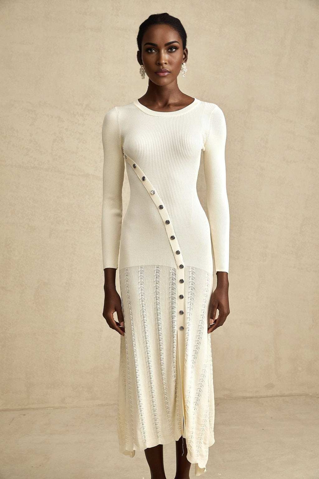 Valentina Round Neck Long Sleeve Midi Dress