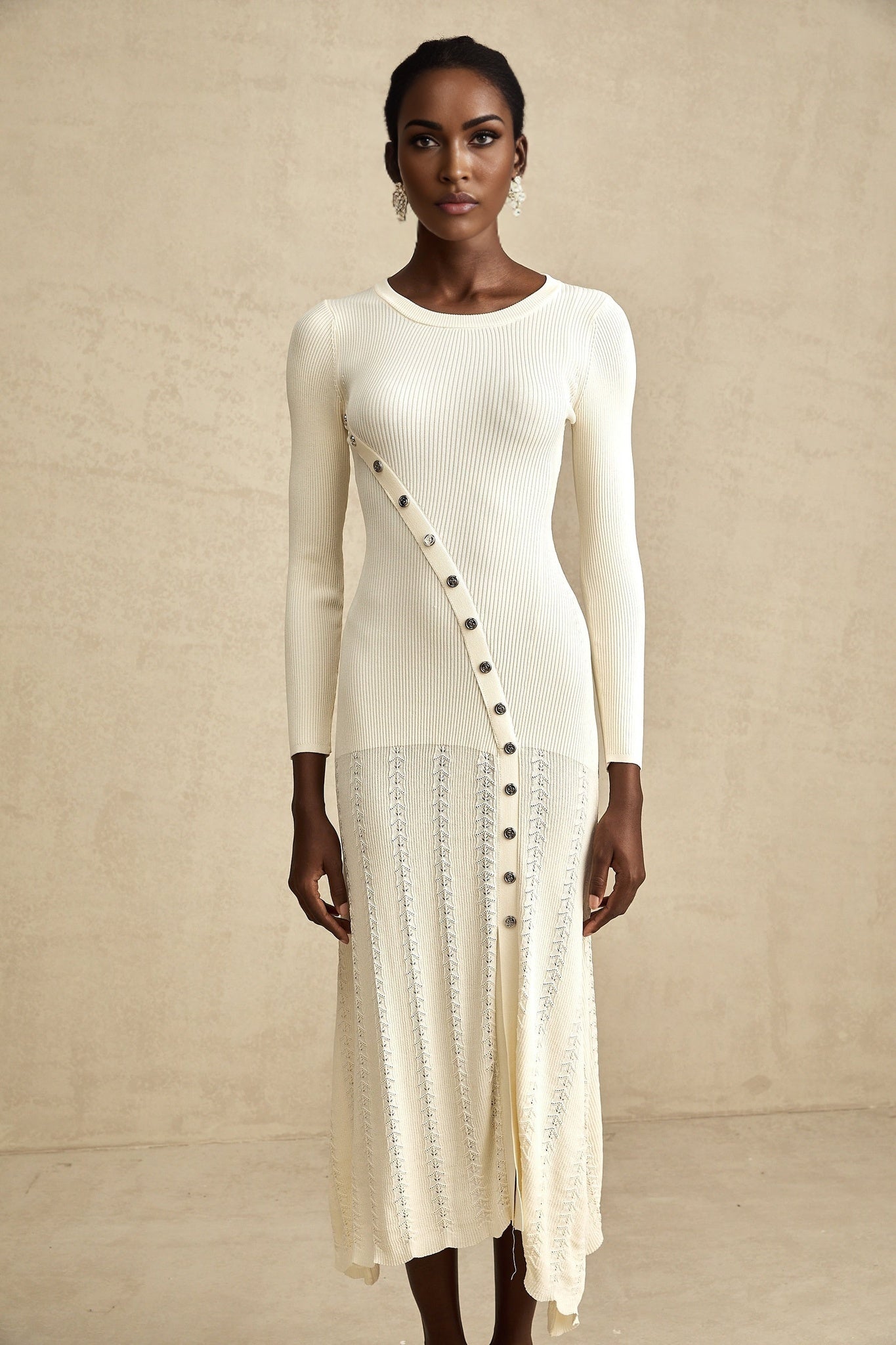 Valentina Round Neck Long Sleeve Midi Dress